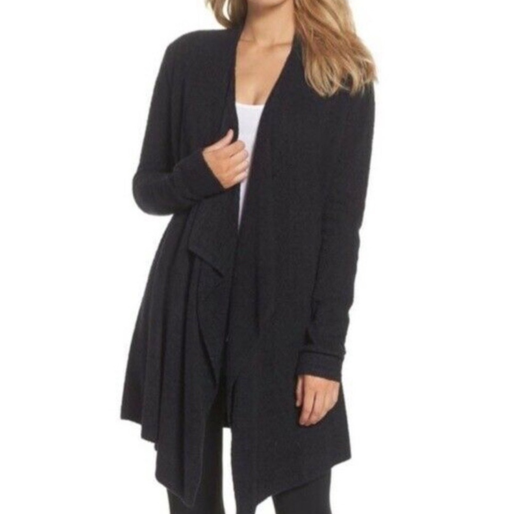 BAREFOOT DREAMS Calypso 436 Black Draped Cardigan Bamboo Chic Lite Small/Medium
